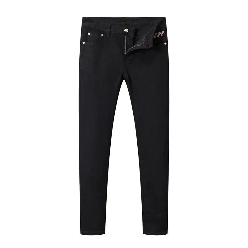 Men's plain black stretch slim fit jeans, exported, lightweight slim fit, beautiful denim