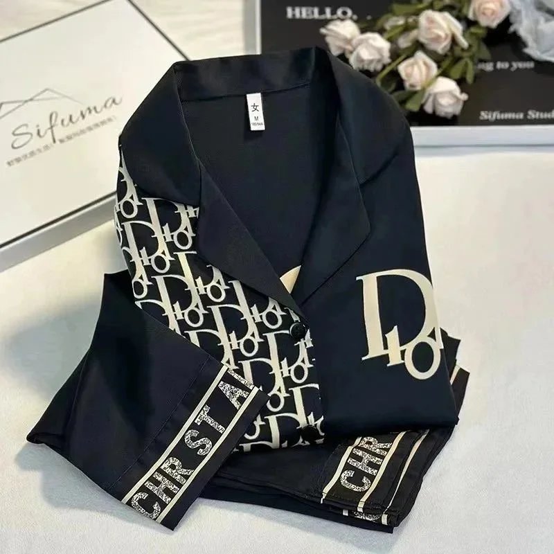 Dior Women's Black Silk Pajama Set