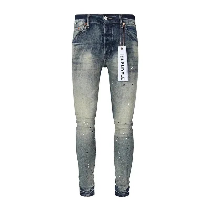 New Fashion Purples Man Jeans With Distressed Paint