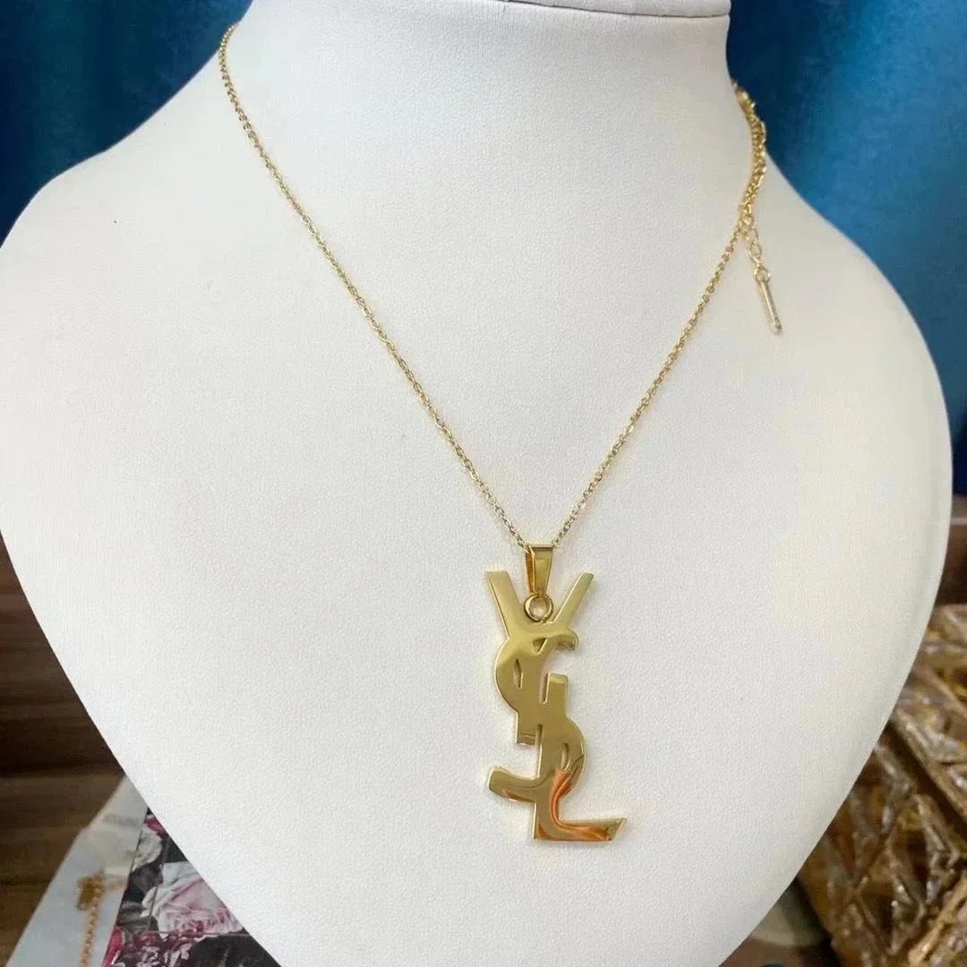 YSL Logo Pendant Necklace