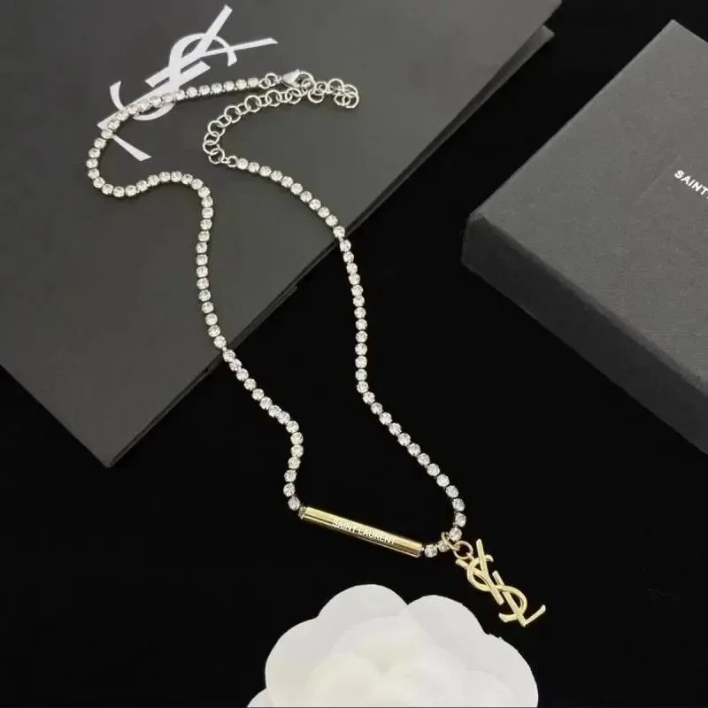 YSL Saint Laurent Ysl Logo Pendant Necklace