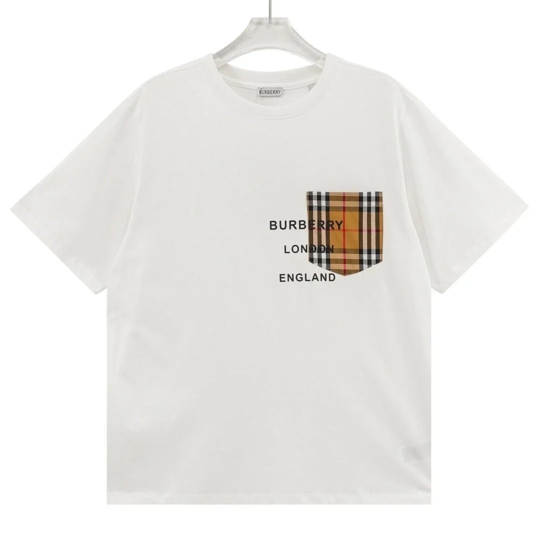 Burberry White T-Shirt with Check Pocket Design