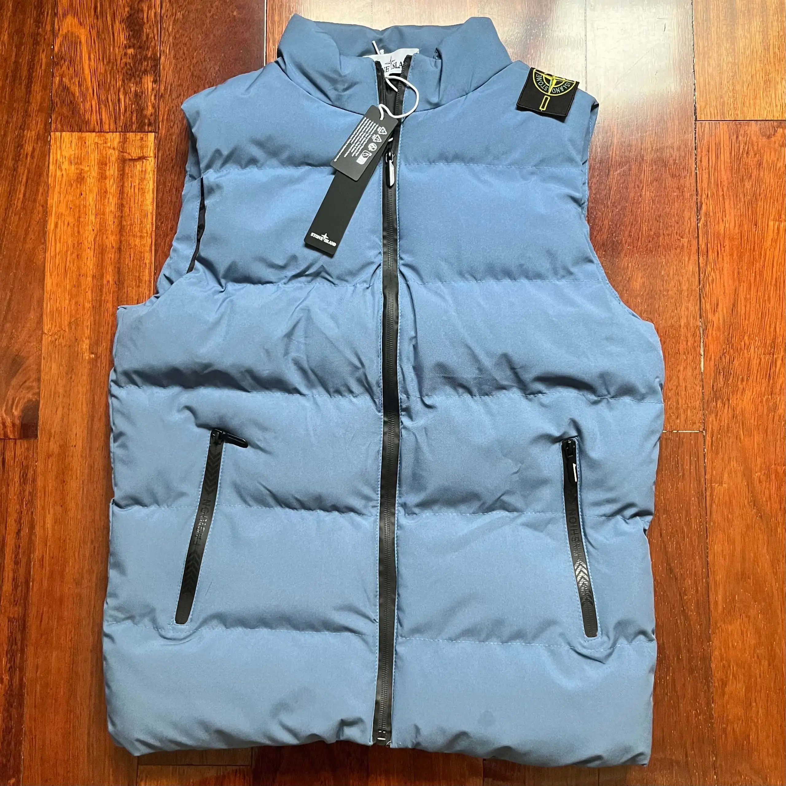 Stone Island Blue Down Vest Men's Puffer Sleeveless Jacket
