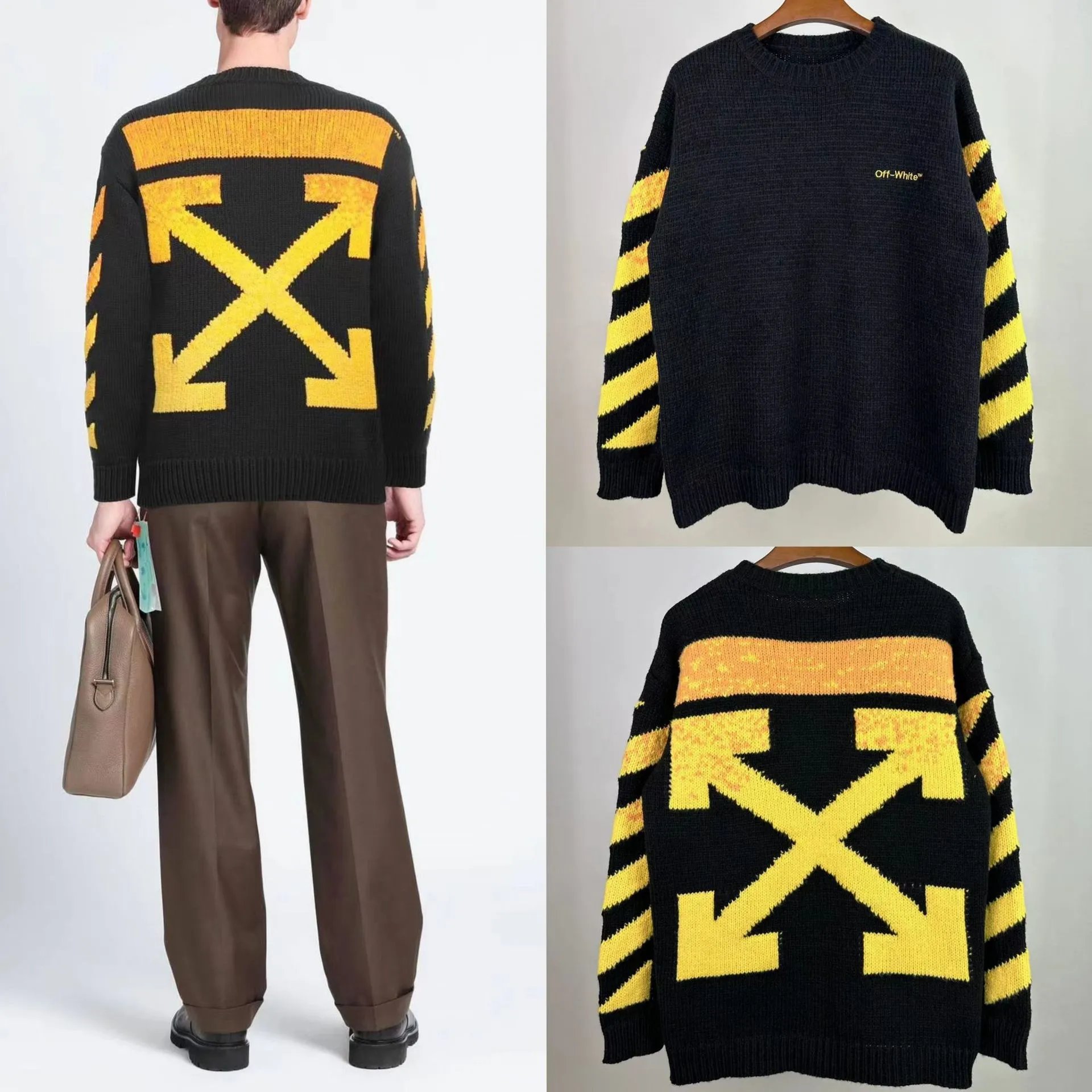 Off-White Black and Yellow Arrow Knit Sweater