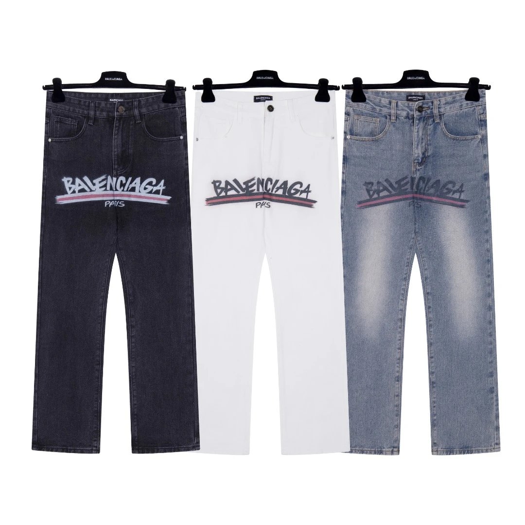Balenciaga Logo Print Jeans for Men and Women