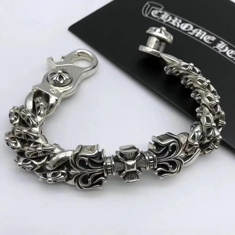 Chrome Hearts Silver Floral Bracelet Men's Jewelry