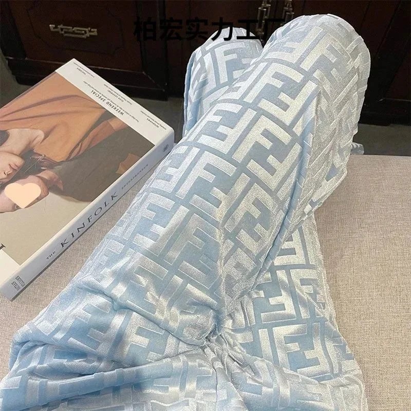 Light Blue Geometric Pattern Silk Scarf for Women Elegant Fashion Accessory