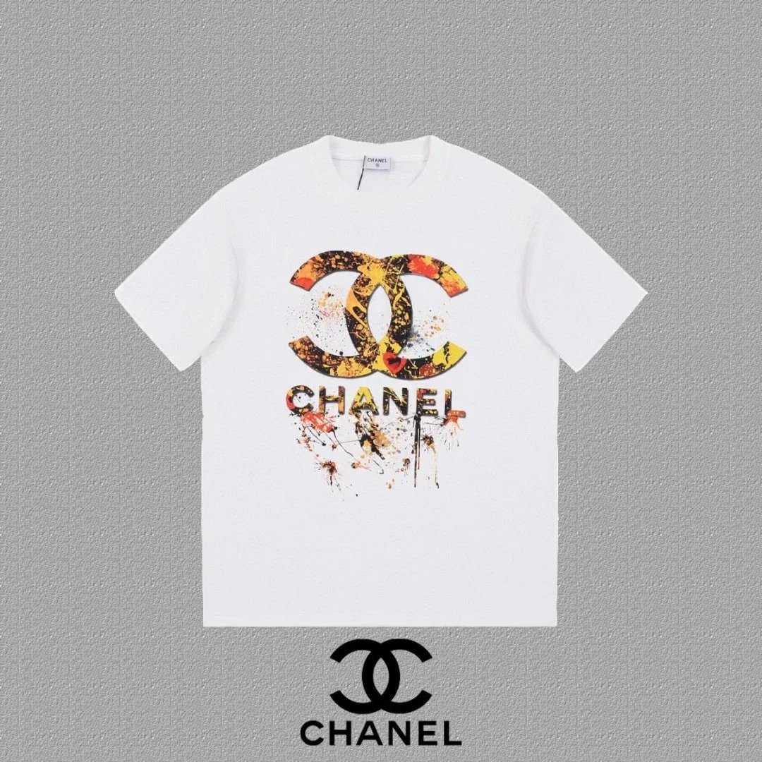 CHANEL White T-Shirt with Logo Print