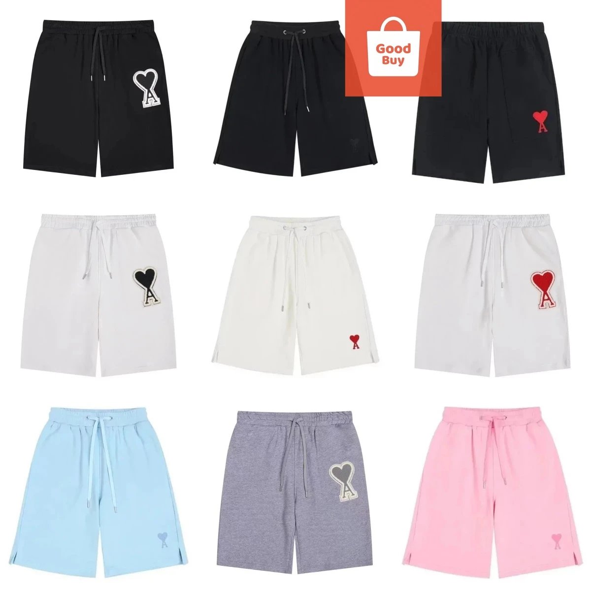 Love A Heart Logo Drawstring Shorts for Men and Women