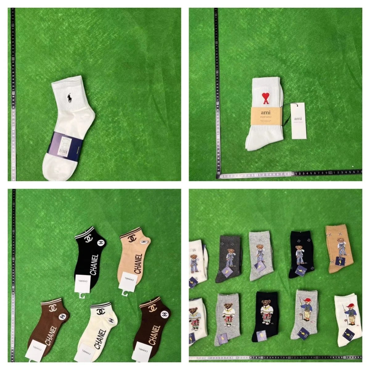 Luxury Brand Socks Collection - Ralph Lauren, Ami, Chanel & Polo Bear