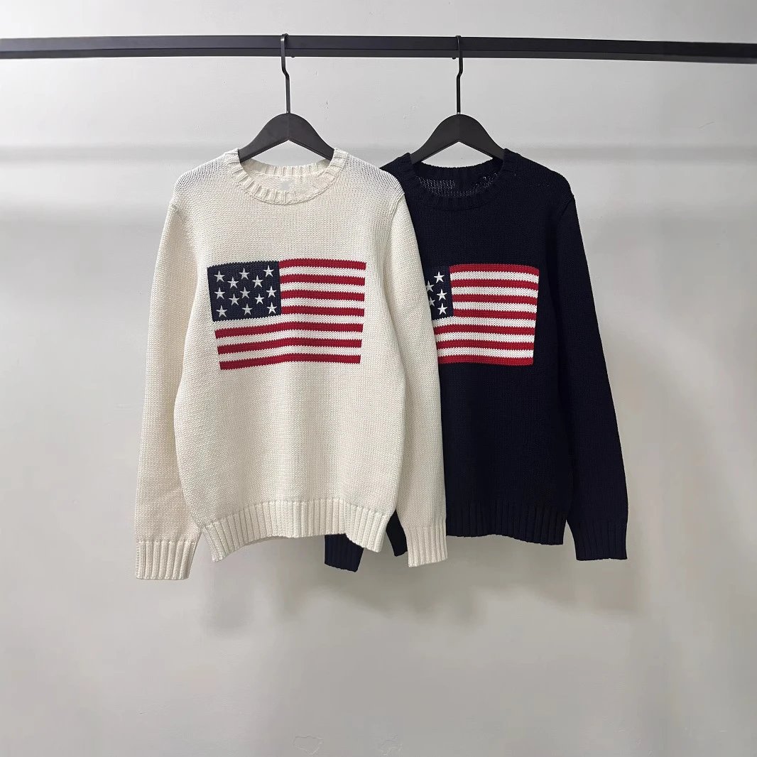 American Flag Knit Sweater for Men and Women - Patriotic USA Design