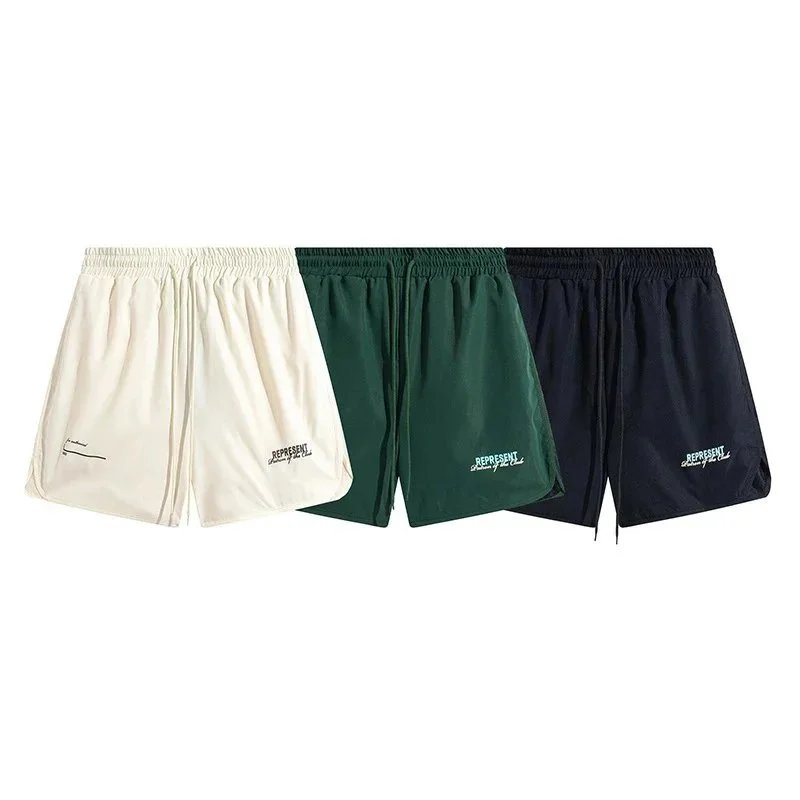 Represent Logo Print Drawstring Shorts for Men and Women