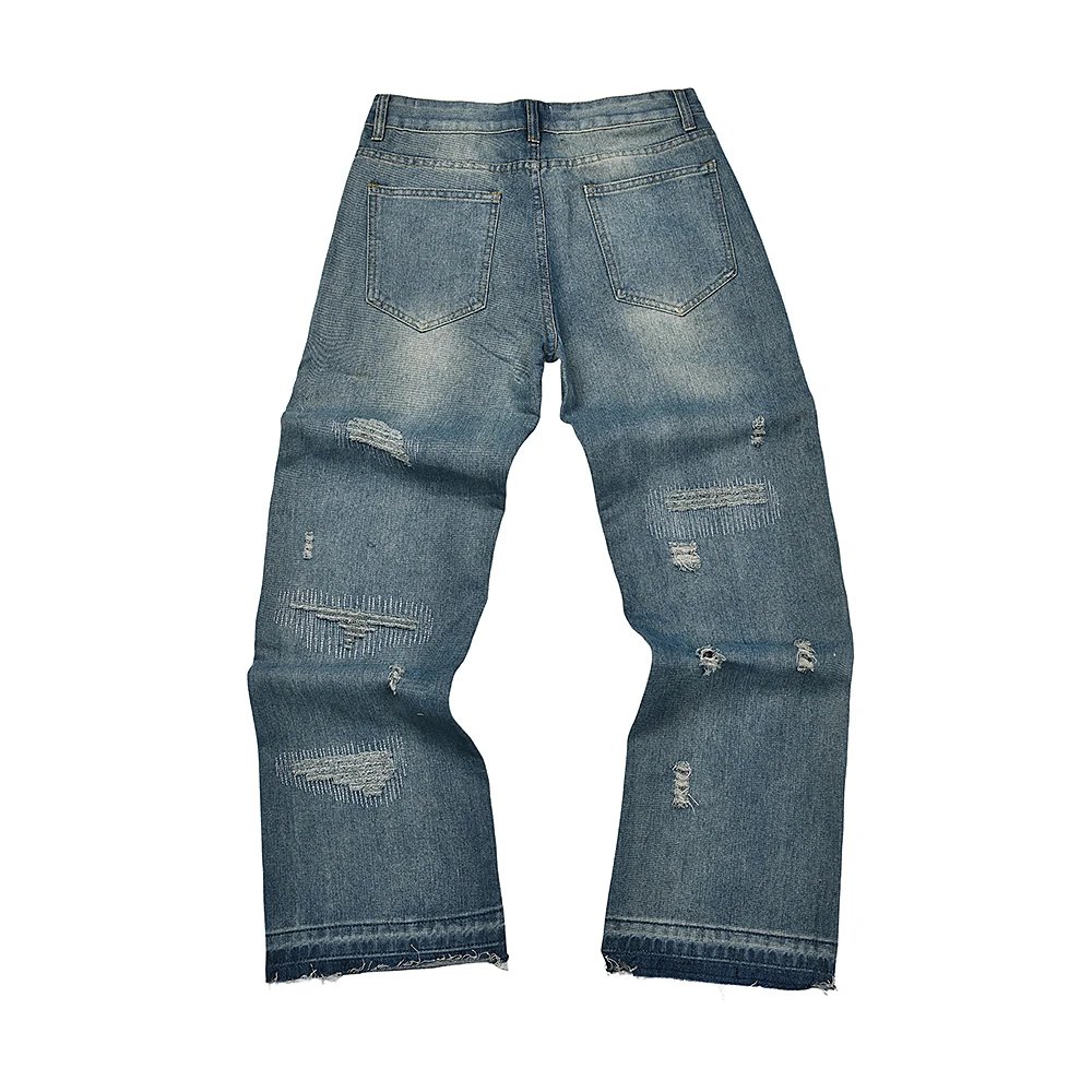 Ripped Distressed Denim Jeans for Men Casual Streetwear Style