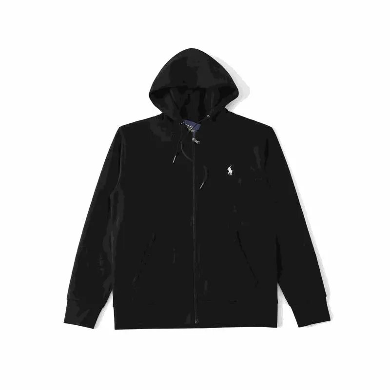 Men's Black Full-Zip Hoodie with Pony Logo