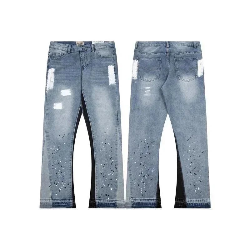 Distressed Denim Jeans with Rhinestone Details for Men