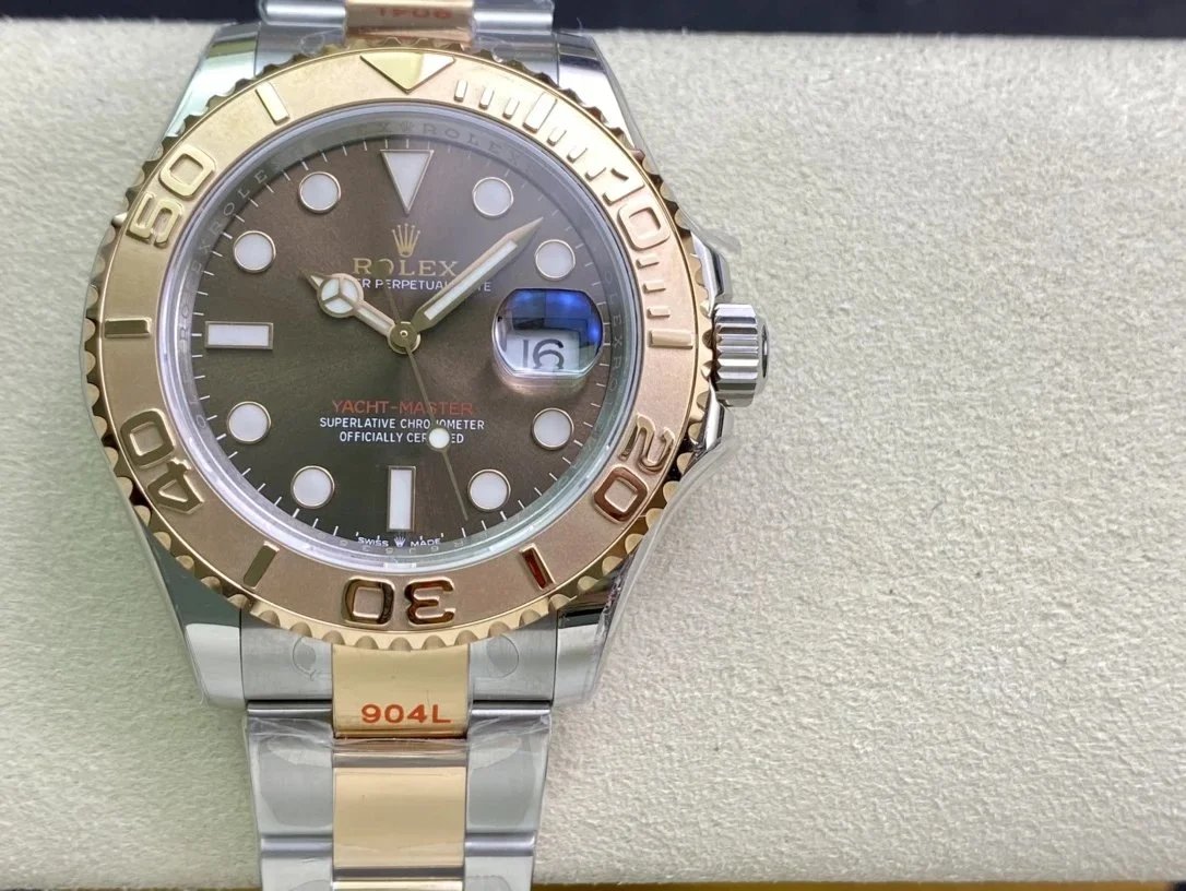 Rolex Yacht-Master Two-Tone Watch with Chocolate Dial and 904L Steel Bracelet