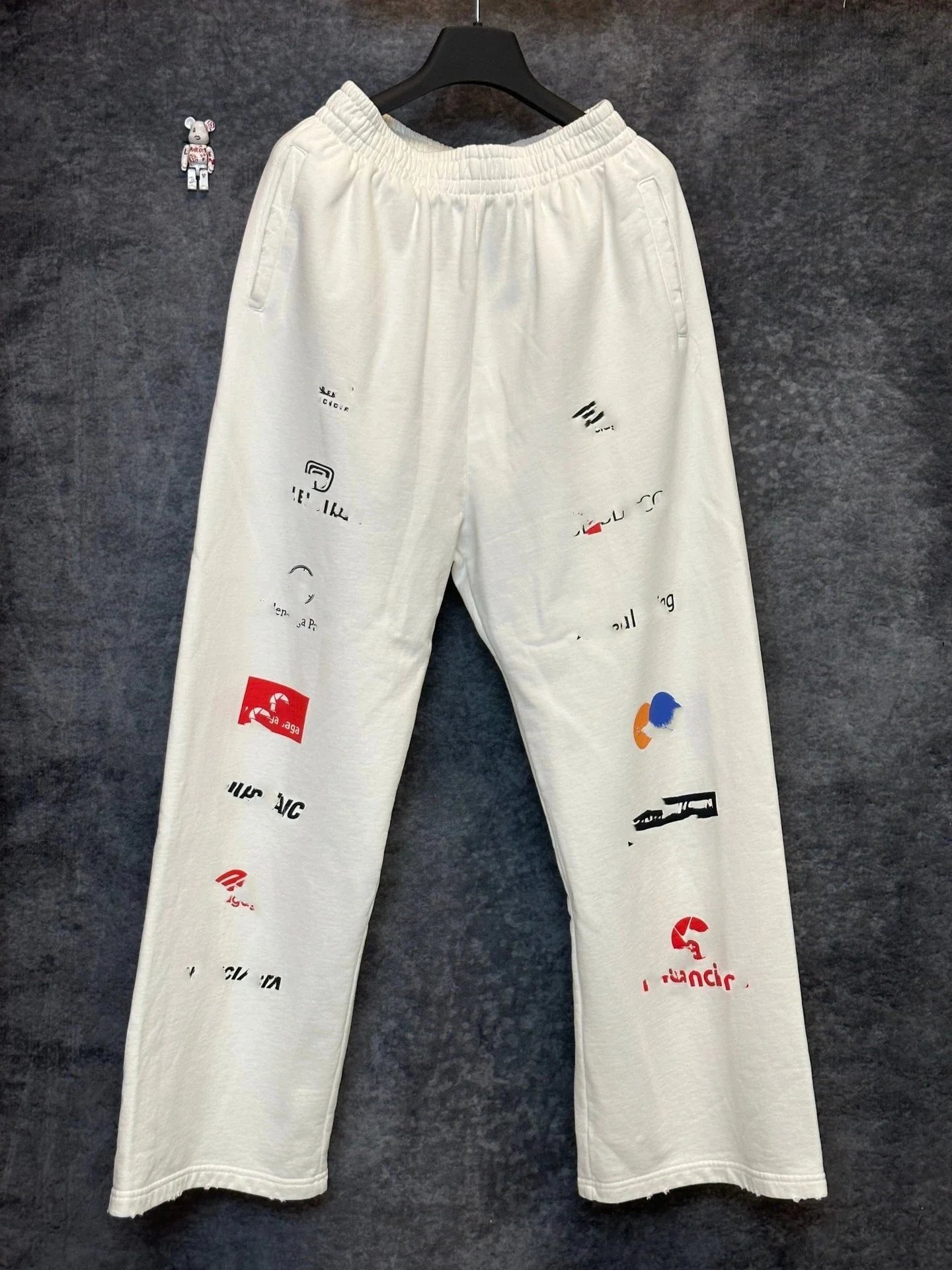 White Printed Casual Pants for Men and Women