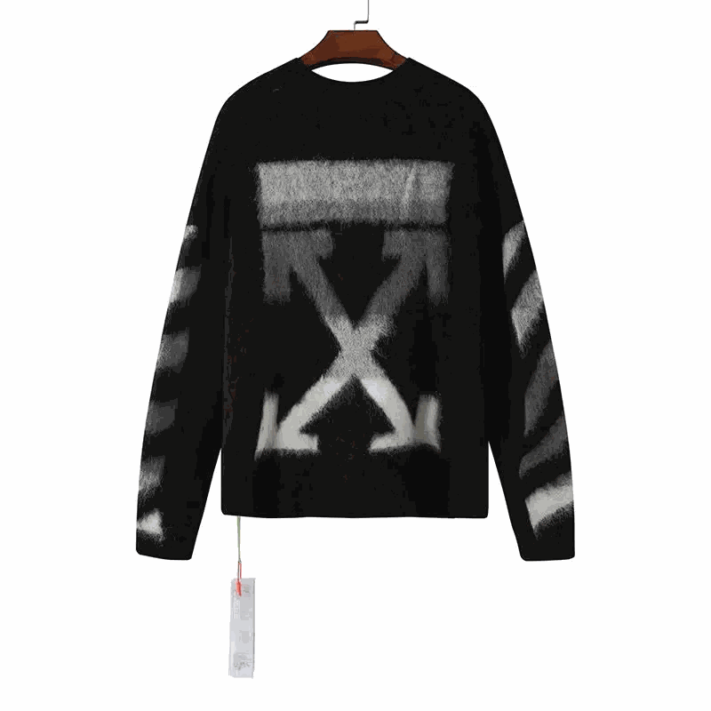 Off-White Black Knit Sweater with Logo Print