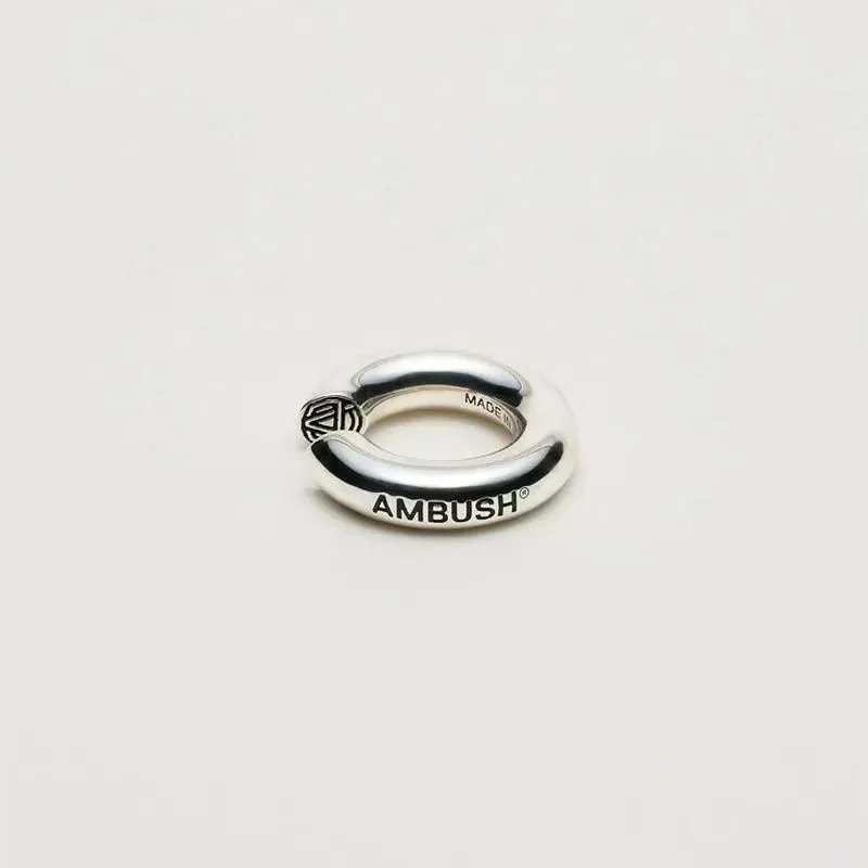 AMBUSH Silver Logo Ring for Men and Women