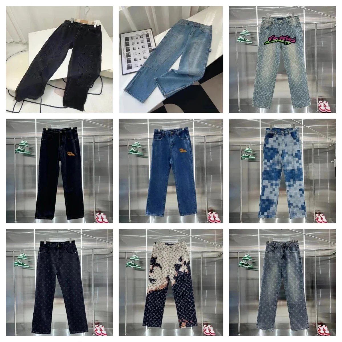 Luxury Designer Denim Pants for Women - High Fashion Jeans with Monogram Pattern