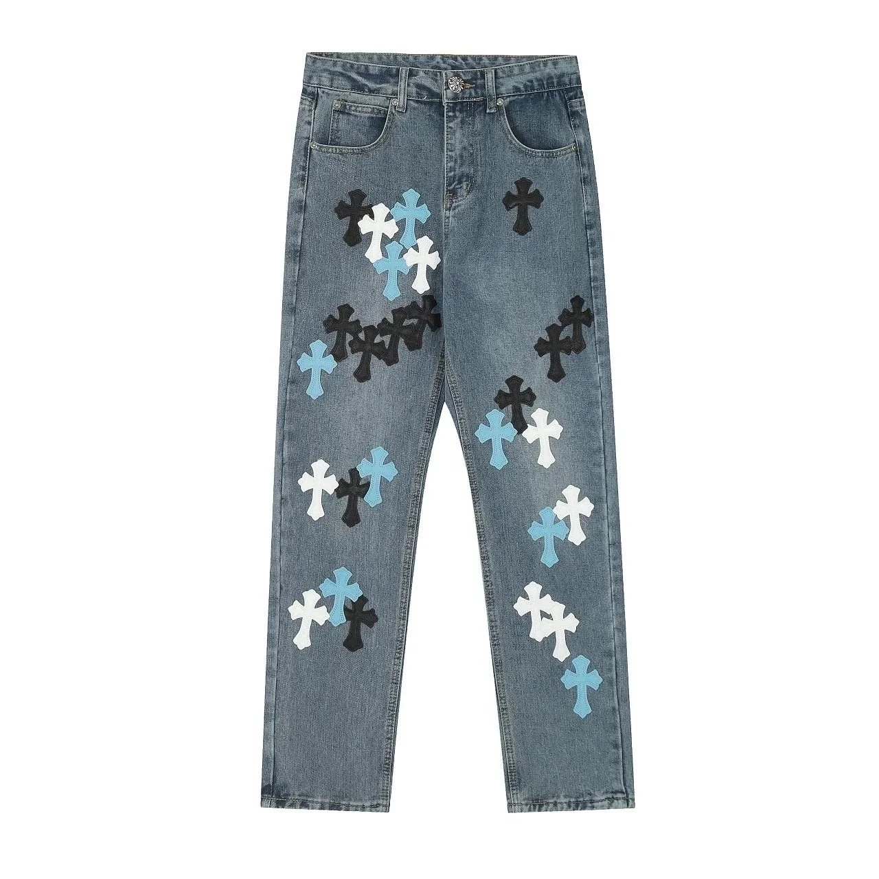 Gucci Cross Embroidered Denim Jeans