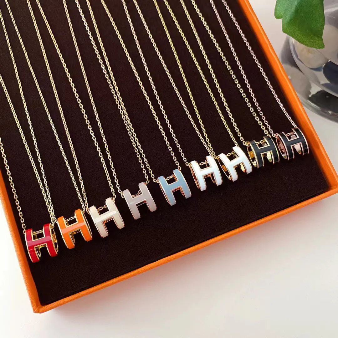 H Logo Pendant Necklace in Multiple Colors