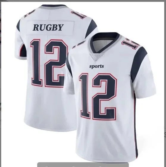 White Rugby Sports Jersey Number 12 V-Neck Football Shirt