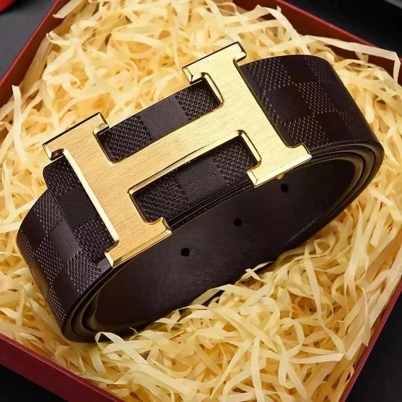 Luxury H Logo Leather Belt for Men and Women