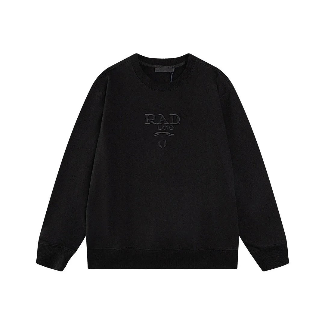 RAD LANO Black Embroidered Crewneck Sweatshirt