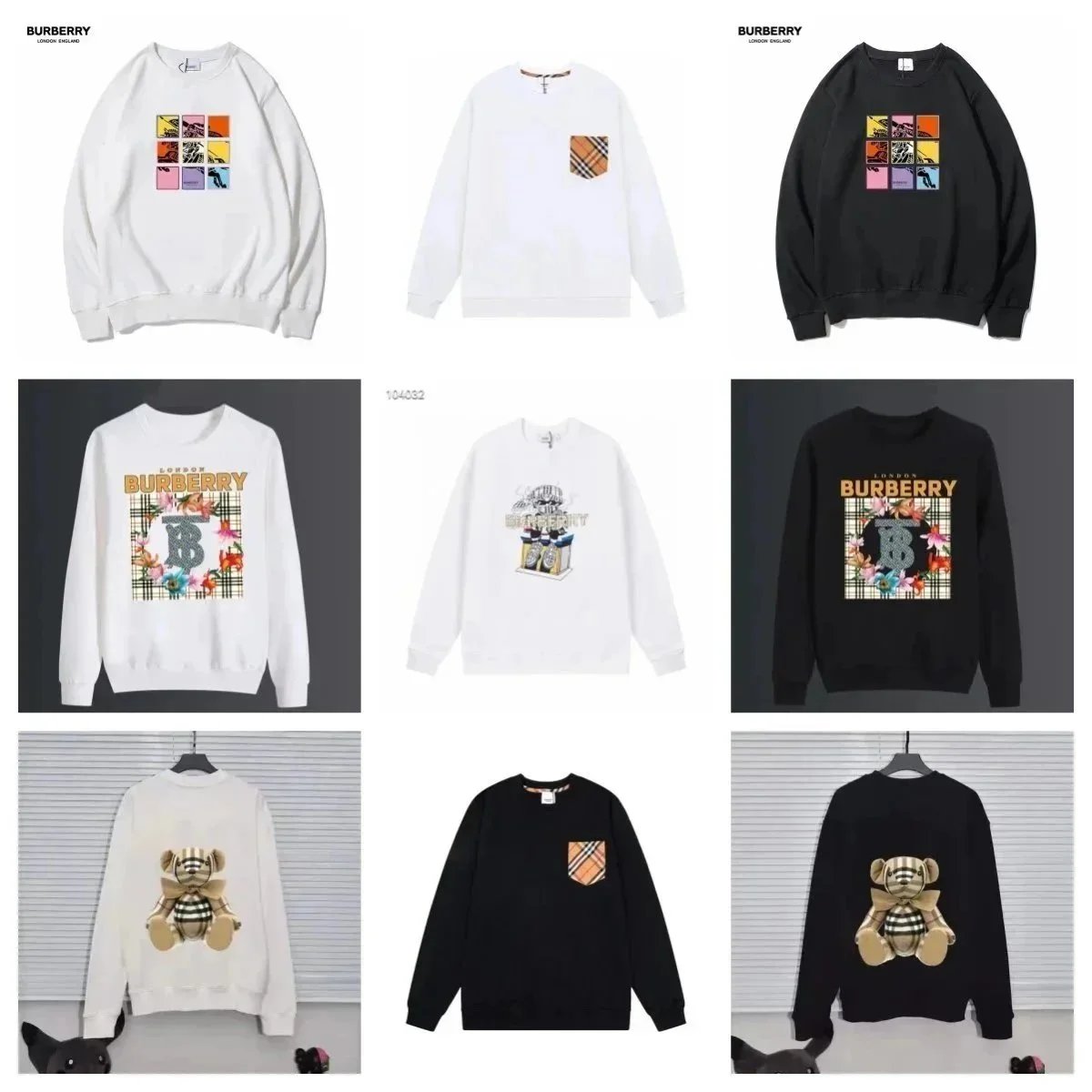 Burberry Logo Print Crewneck Sweatshirt Men Women Fashion Casual Sweater
