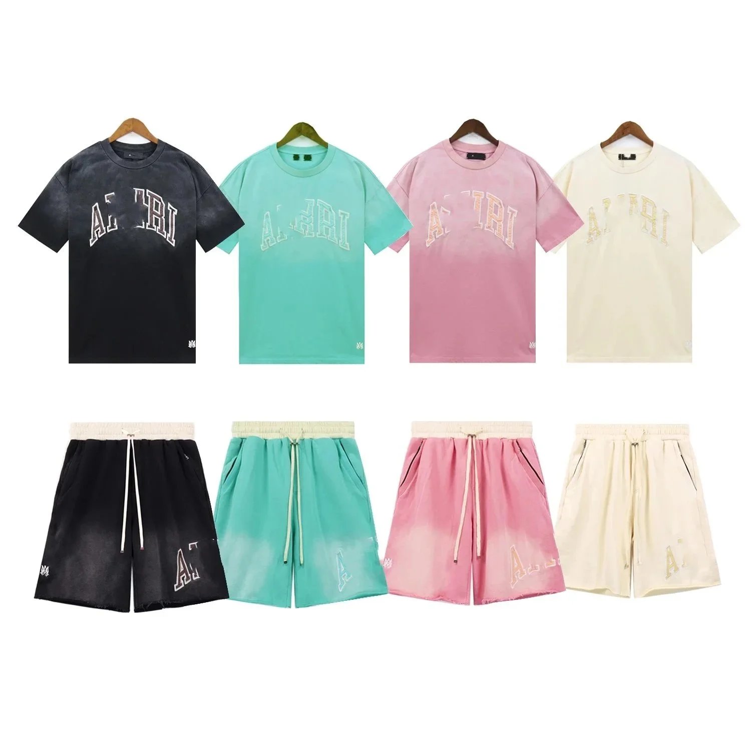 ATRI Gradient Color T-Shirt and Shorts Set for Men Women