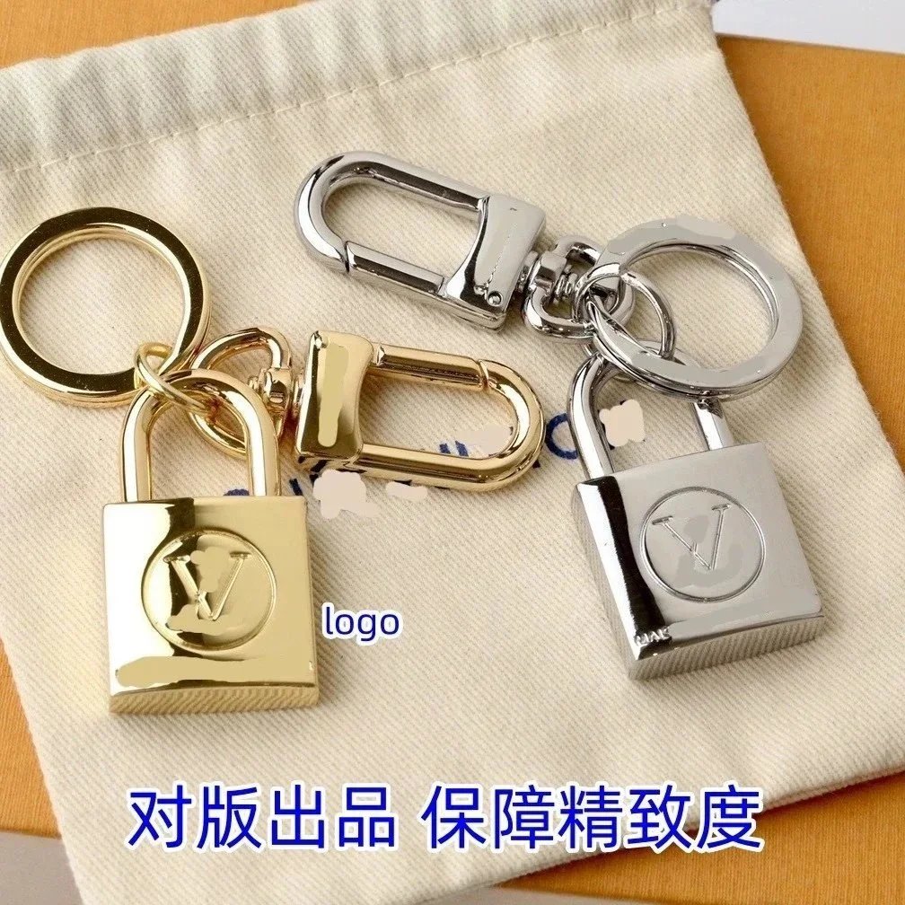 Luxury LV Logo Padlock Keychain in Gold and Silver
