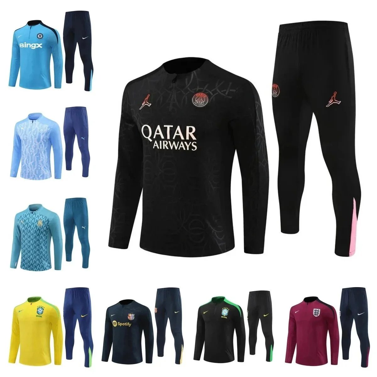 Paris Saint-Germain Training Suit Qatar Airways Black Jordan Logo