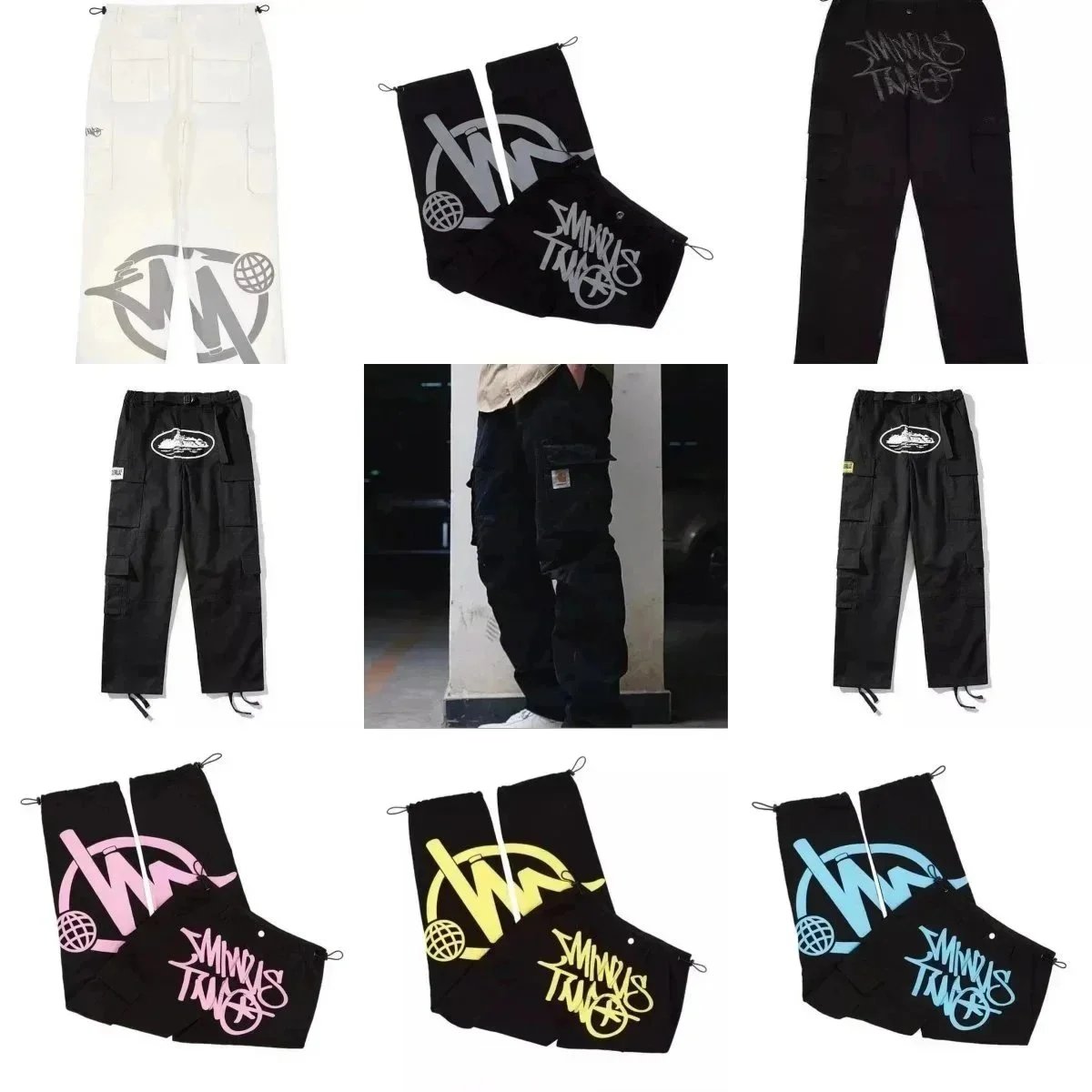 SMINUS TANG Cargo Pants Streetwear Fashion Men's Hip Hop Pants