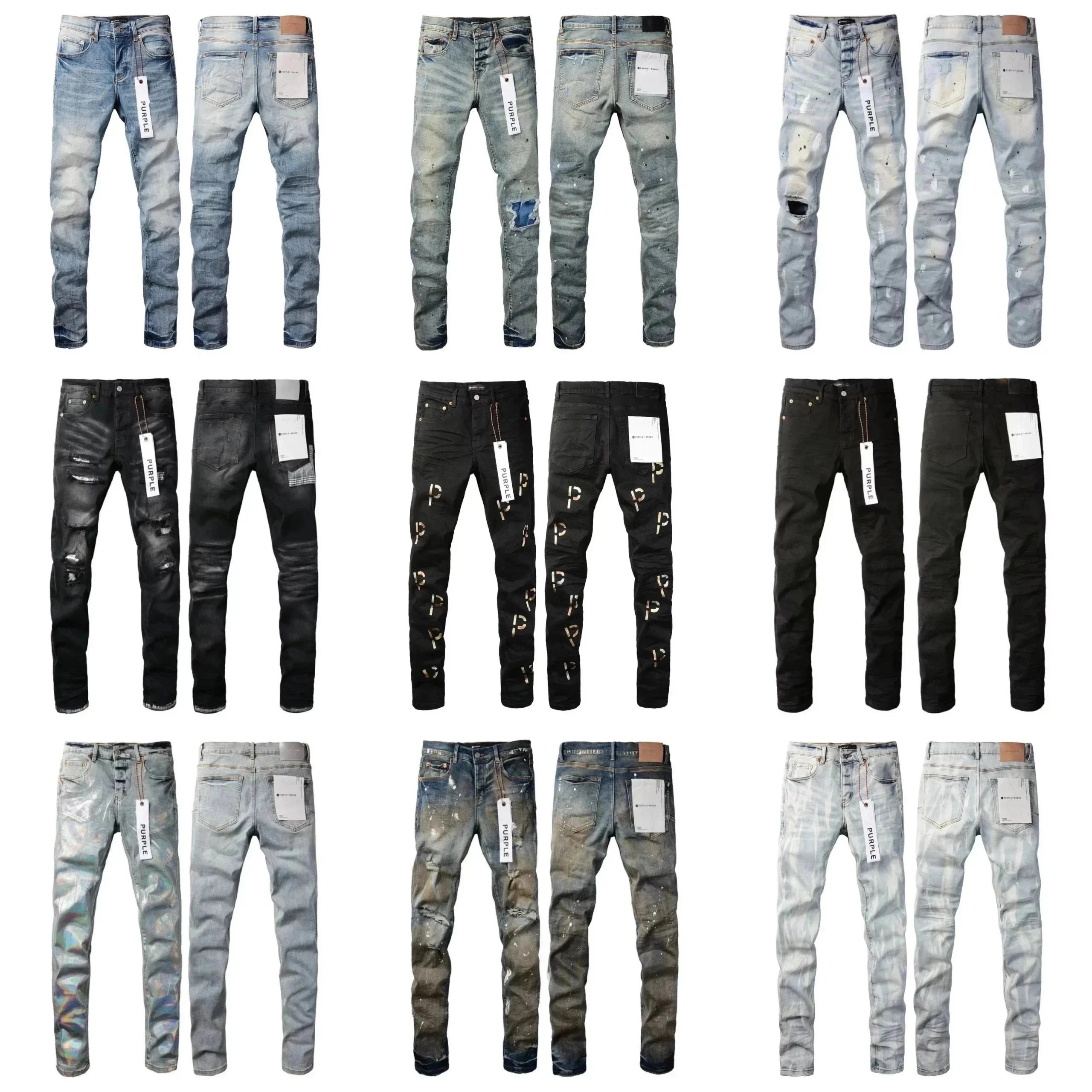 Men's Fashion Distressed Skinny Jeans with Ripped Details and Unique Designs