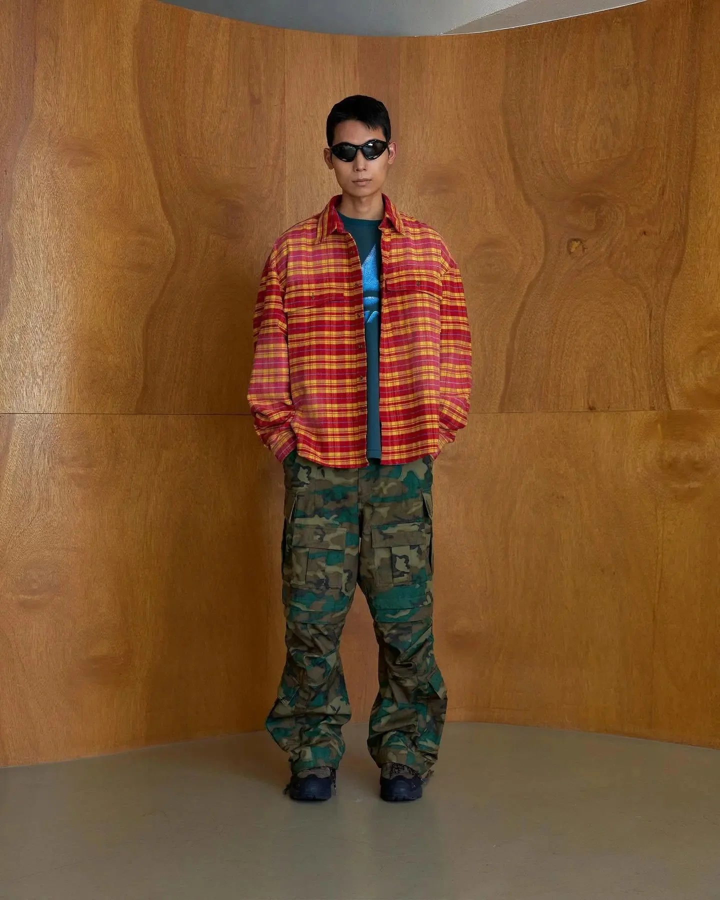 Red Plaid Flannel Shirt Men's Oversized Casual Jacket