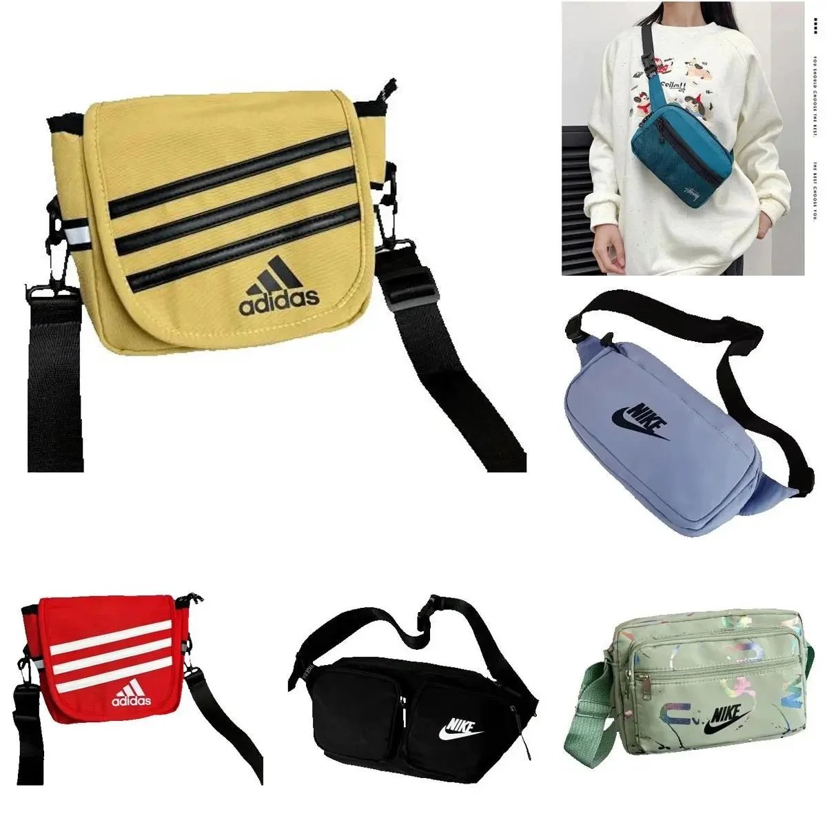 Adidas and Nike Crossbody Bags for Men and Women