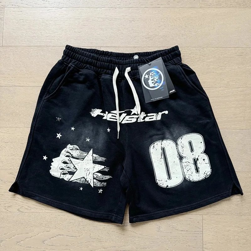 Helstar 08 Star Print Black Sweat Shorts