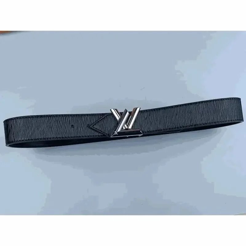 Louis Vuitton Black Leather Belt with LV Logo Buckle
