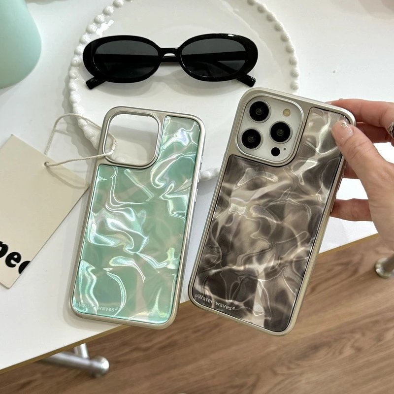 Water Waves iPhone Case with Marble Pattern Design