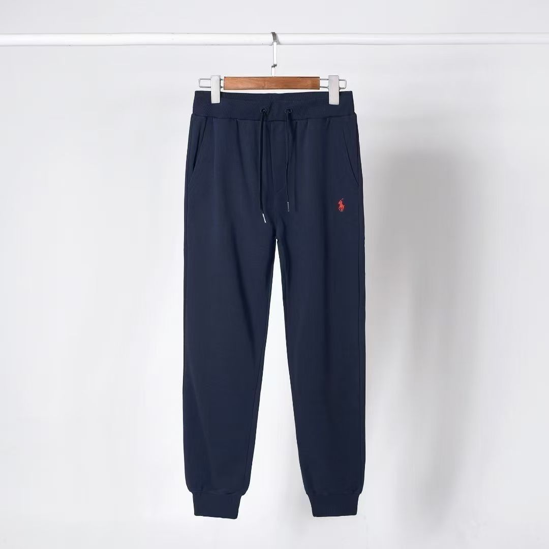 Men's Navy Blue Cotton Jogger Pants with Pony Logo