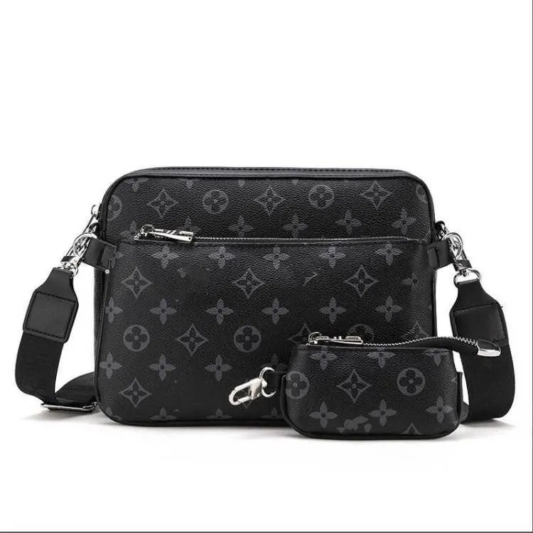 Black Monogram Canvas Crossbody Bag with Matching Pouch