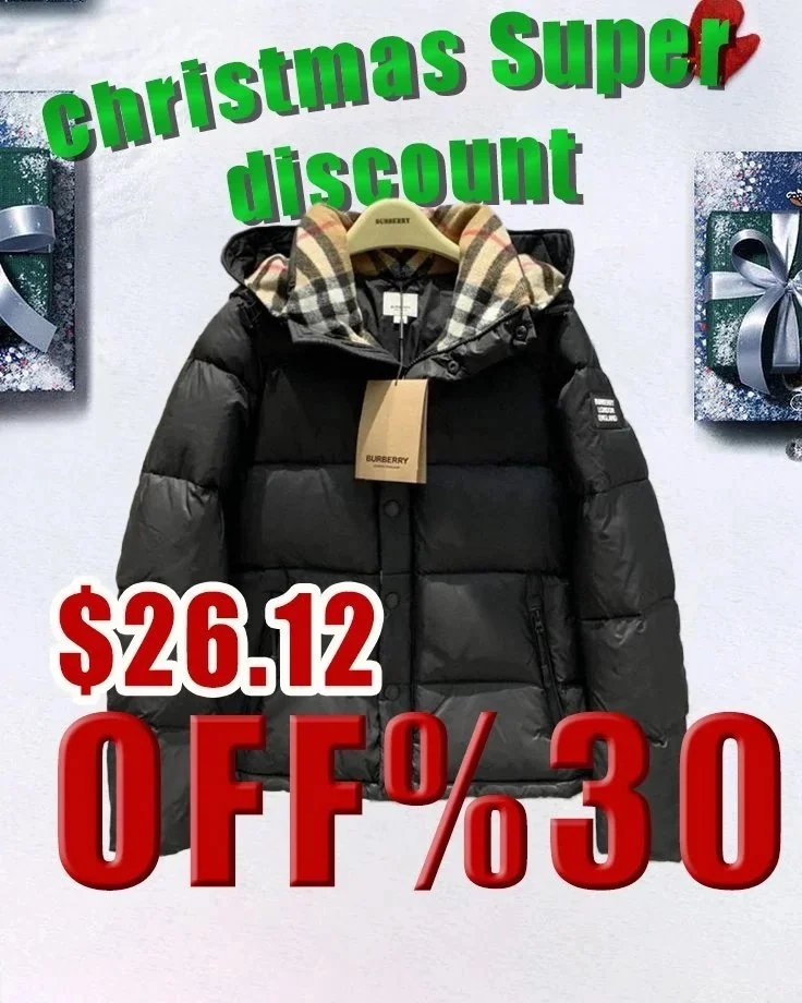 Burberry Black Down Jacket with Check Lining Christmas Sale