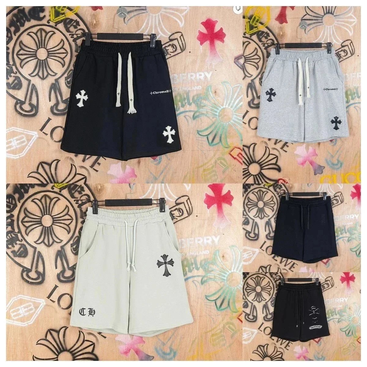 Chrome Hearts Cross Logo Drawstring Shorts for Men and Women