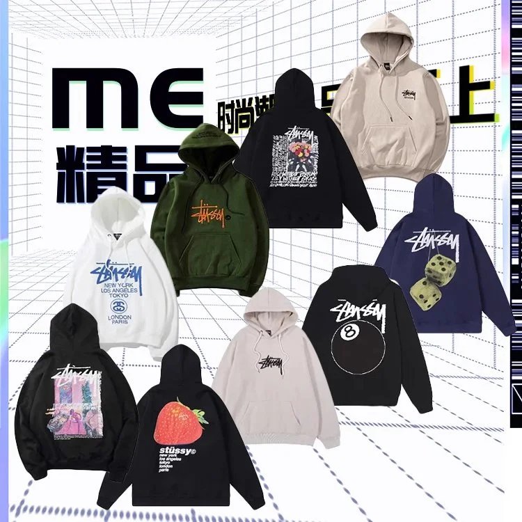 Stussy Hoodies Streetwear Fashion Sweatshirts for Men and Women