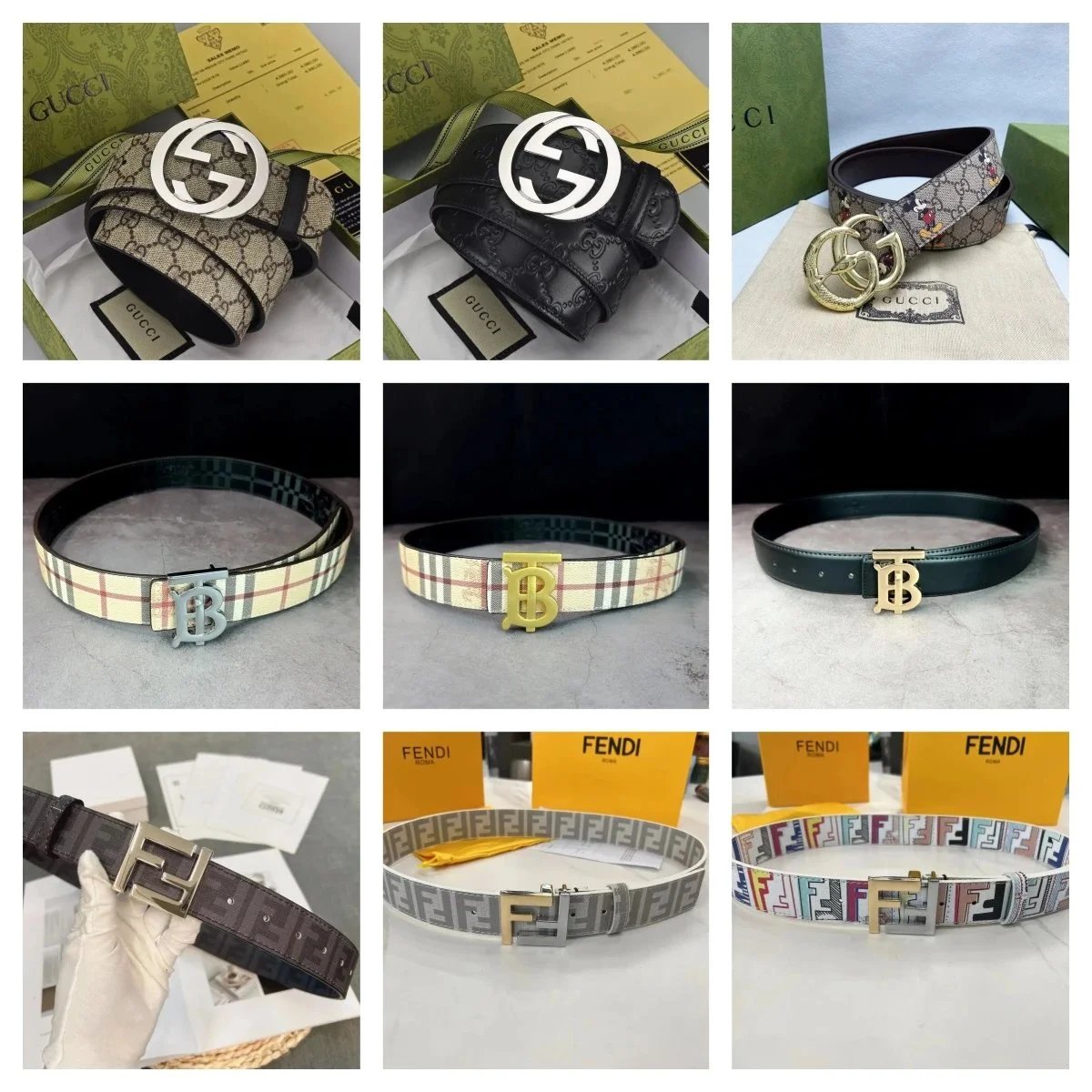 Gucci and Fendi Designer Belts for Men and Women
