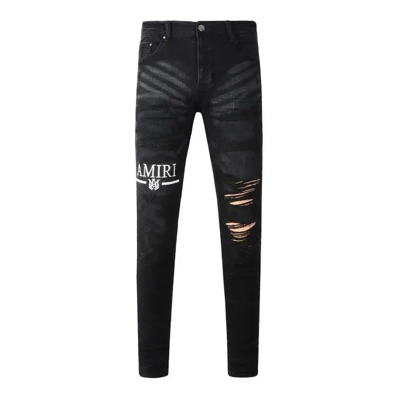 AMIRI Black Ripped Denim Jeans for Men