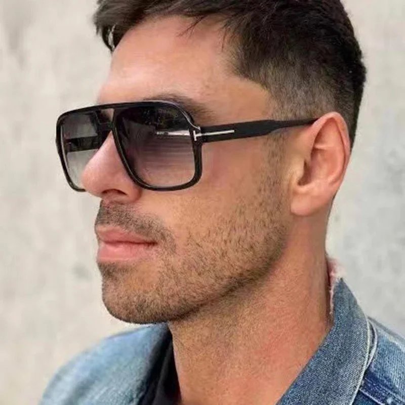 Stylish Black Square Sunglasses for Men - UV Protection & Fashion Design