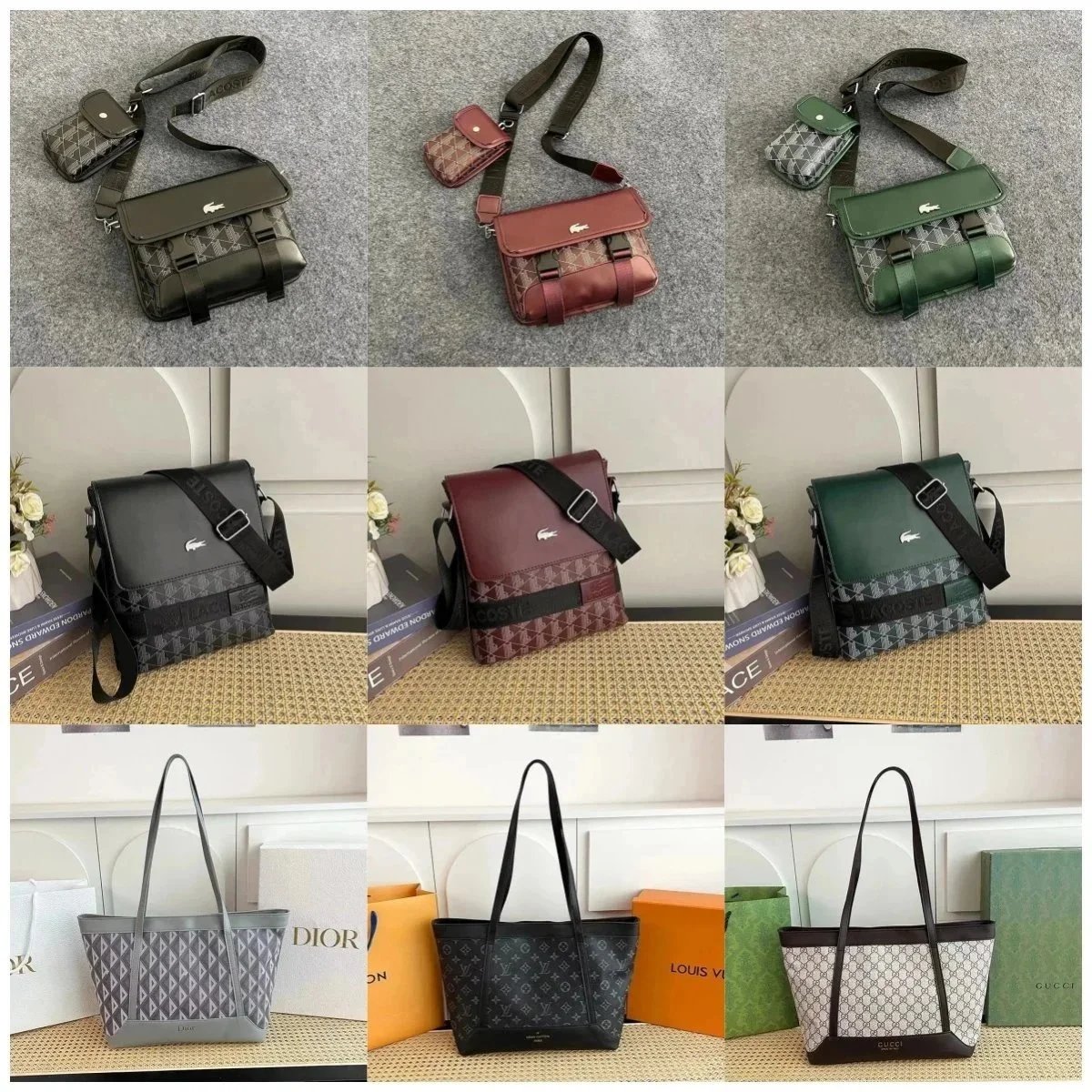 Lacoste Crossbody Bag Monogram Pattern Shoulder Bag for Women