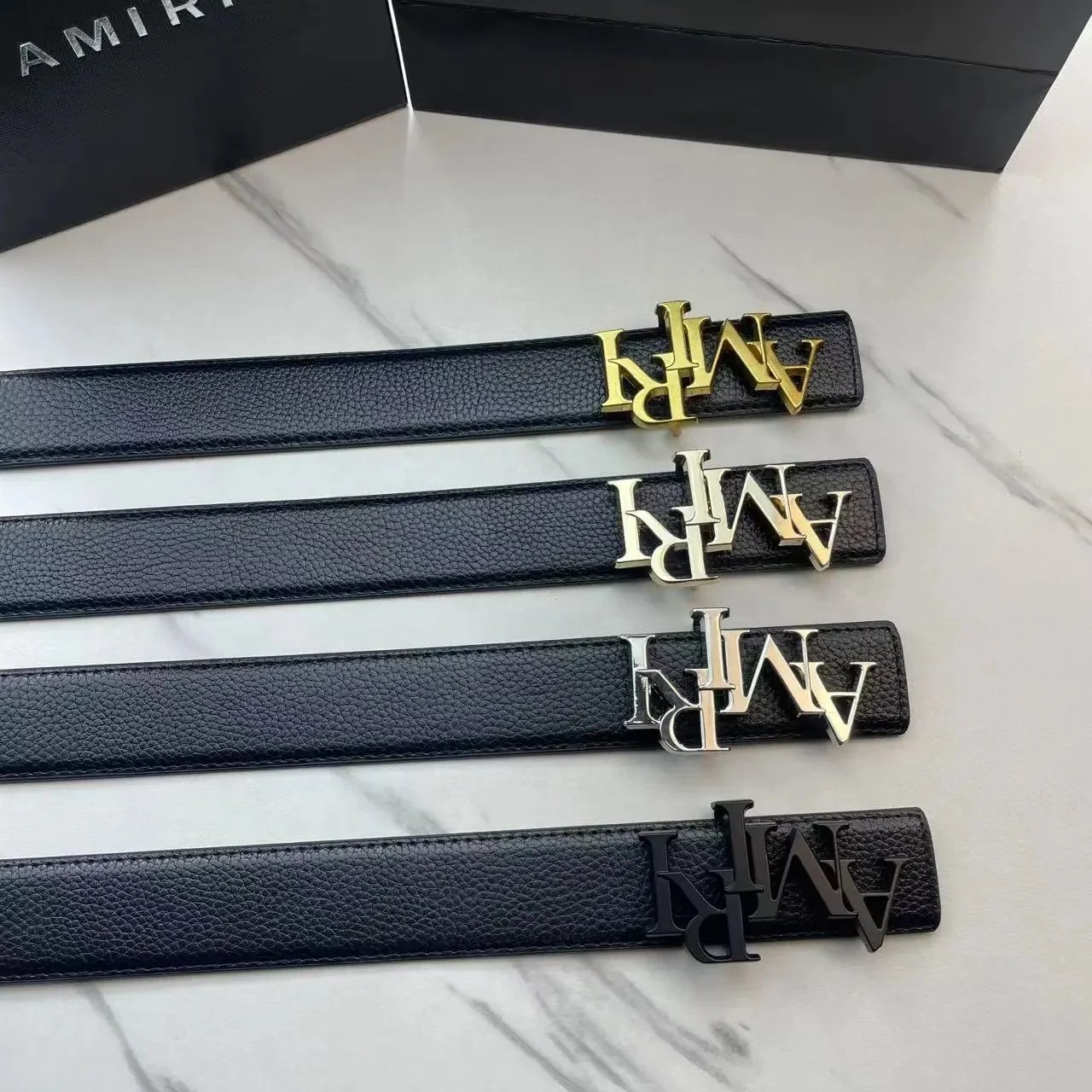 AMIRI Logo Belt Black Leather Men's Fashion Accessory